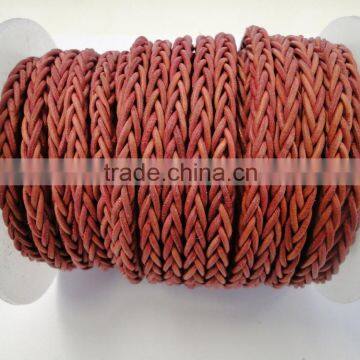 Braided Leather cords -2208 Vintage Pink