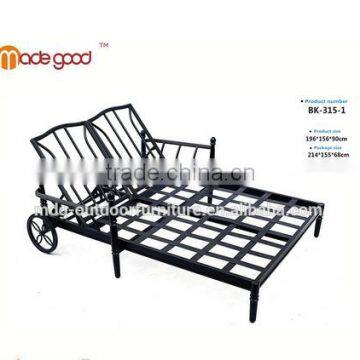 outdoor furniture double deck chair sofa bed double aluminum lounge chaise chair