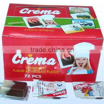 crema choco milk chocolate candy cup two colours candy food in pvc cup