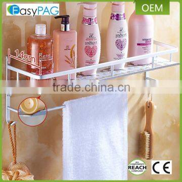 Aluminum 1 Tier Wall Mounted Bathroom Shelf Rack