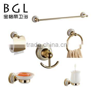 No.11800 Modern design Zinc alloy Gold finishing Wall mounted Ceramic Bathroom accessory set