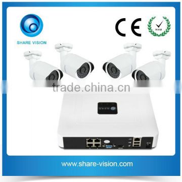 2015 ShareVision Hot Selling Mini 4CH NVR POE IP Camera KIT with Lowest Price