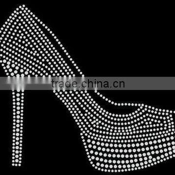 Beautiful crystal High Heel Shoe hot fix rhinestone transfer motif