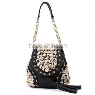 2015 New Model Ladies Bag, Wholesale Korean Fashion Button Diamond Retro Popular Tassel Backpack/Crossbody Bag (BCC029-1)