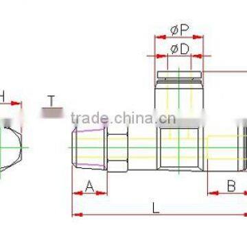 Plastic Tube Fitting, Male Run Tee ,compact One -touch Tube Fitting , photo-2