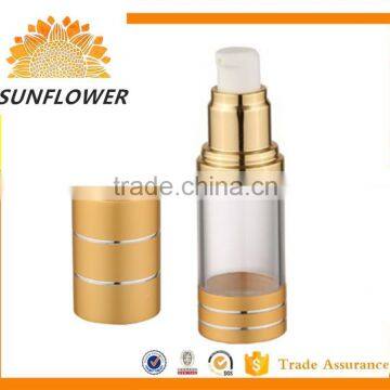 palstic golden airless pump bottle for hair care 5ml/10ml/ 15ml/20ml/30ml