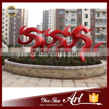 Painted Red Stainless Steel Sports Garden Statues