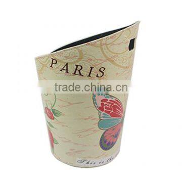 Art Printed Leather Trash Cans, Creative Waste Paper Basket, Storage Bin for Office, Home and High Class Hotel, Butterfly Printi photo-2