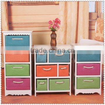 Elegant Chic Custom Wooden Cabinets With Wicker Drawers for Living Room Kitchen Bathroom