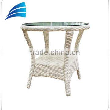 Outdoor Rattan Wicker Round Coffee Table W/ Tempered glass top