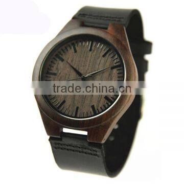 Custom Logo Watch Mens Retro Ebony Watches With Leather Strap photo-2