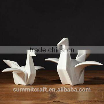 Small animal ceramic figurines wholesale origami crane sculpture