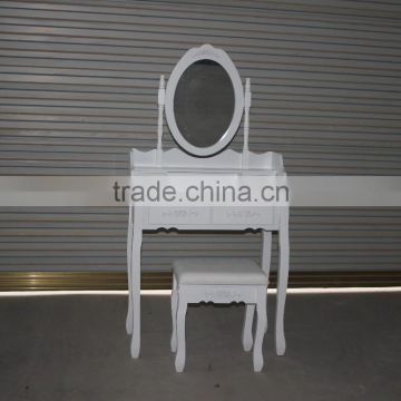 French Style White Wooden Dressing Table with Stool/White K/D dresser/Modernstyle dressing table