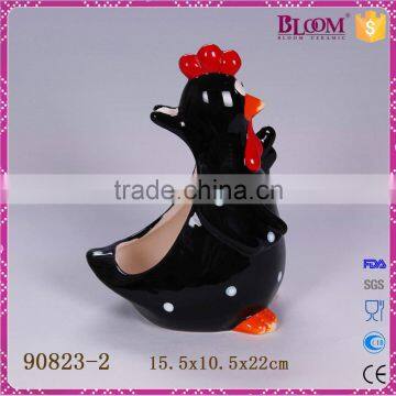 Black Rooster Ceramic Toilet Brush Holder photo-3