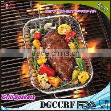 NBRSC BBQ Vegetable Stainless Steel Non-Stick Grill Basket Outdoor Cooking Grilling photo-2