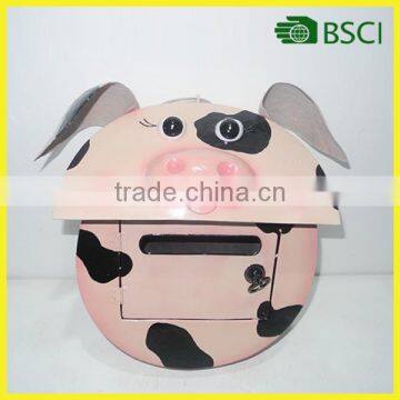 Metal pig mailbox for wall art decor with frame
