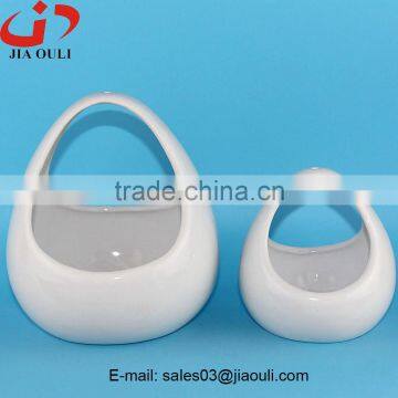 Popular Design Home Decoration White Easter Ceramic Egg Basket photo-2