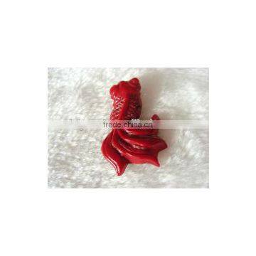 wholesale 25-40mm red goldfish cheap natural coral necklace pendants