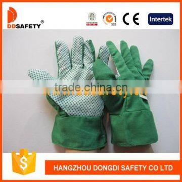 DDSAFETY Green Dots On Palm Green Back Band Cuff Gardening Worker Gloves