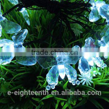 2016 Multicolor 4.8m 20 Led Butterfly Solar Fairy String Lights for Outdoor Garden Chrismas photo-2