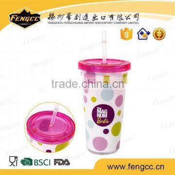 Factory supply travelling running Unbreakable plastic fish bowl straw cup