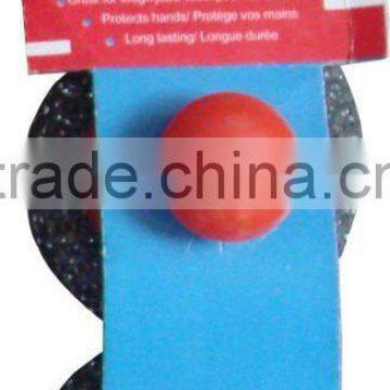 Kitchen scrubber ball with plastic handle