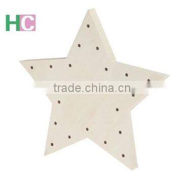 2016 new design unfinished plywood star shaped light