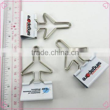 Company promotional gift airlplane shape binder clips with LOGO printing