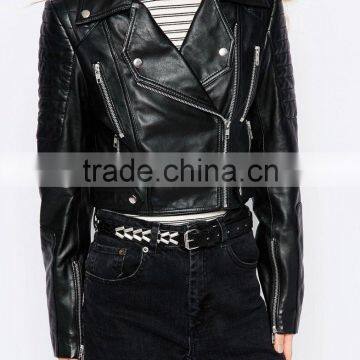 Cropped Leather Biker Jacket