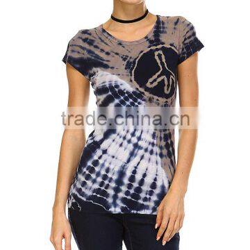 Gray & Black Tie-Dye Scoop Neck Tee