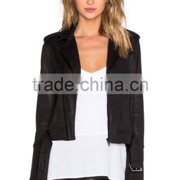 latest women black classic fashion moto jacket cheap price