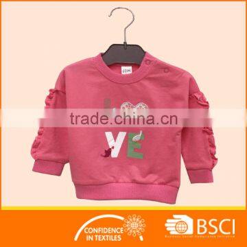 Red Embroidery Kids Wear Baby Girls Crewneck Sweatshirt photo-3