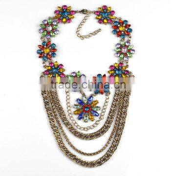 Multilayer Out Chain With Multicolor Rhinestone Women Necklaces photo-3