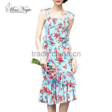 Western Design Elegant Women Summer Beach Wear Lady Dress Fashion Thailand