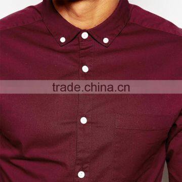 Mens Skinny High-end Shirt In Burgundy Twill Dri Fit Shirt photo-3