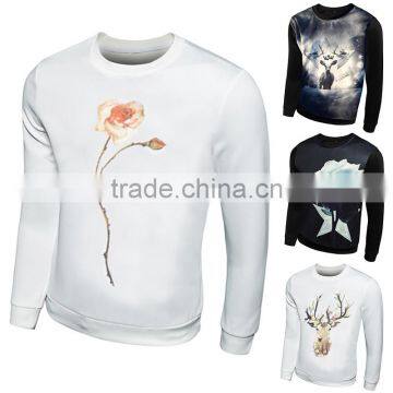 2016 New Fashion 3D Print Space Cotton Sweatshirt Custom Sublimated Men's Hoodie High Quality Crewneck Jumper for Autumn