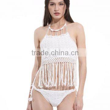 2017 latest new tassels women crochet bikini top