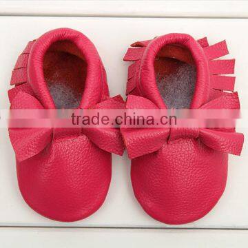 Fanny baby girls leather shoes hot pink korean style baby moccasins shoes