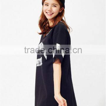 Female Black Sports Printed Letters Long V-neck Fleece photo-4