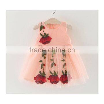 European Style Kids Baby Dress Rose Floral Pattern Princess Dress photo-2