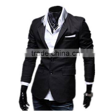 Mens Korean Slim Fit Fashion Blazer Suit Jacket Black Gray Red Size M to 2XL Male Blazers Mens Coat Wedding Dress photo-6