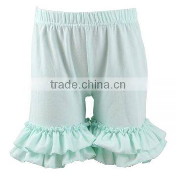 2017 solid color ruffle bottoms cotton girls boutique clothing kids ruffle shorts