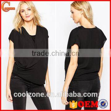 100% Polyester Square Neck Cap Sleeves Maternity Clothings for Nursing