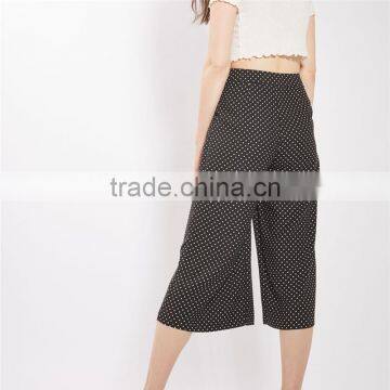 New Arrival Womens High Rise Polka Dot Wide Leg Cropped Slacks photo-3