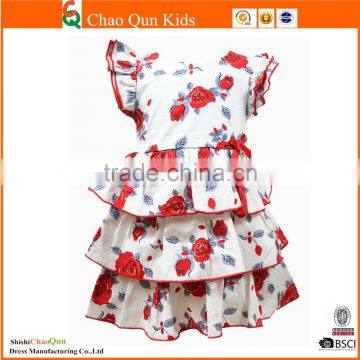 Adorable Flower Print Baby Girl's Wedding Dress With Floor Length