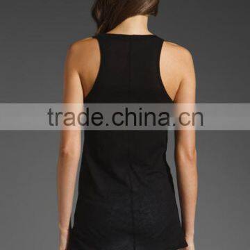 Narrow Racer Back Tank Tops in Black photo-3