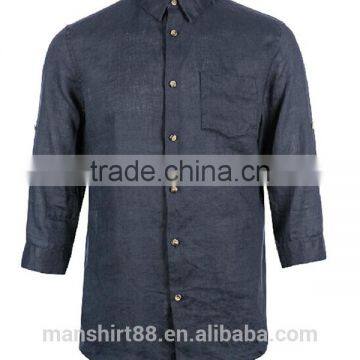 2017 CUSTOM ONE POCKET LINEN CASUAL MEN SHIRT photo-2