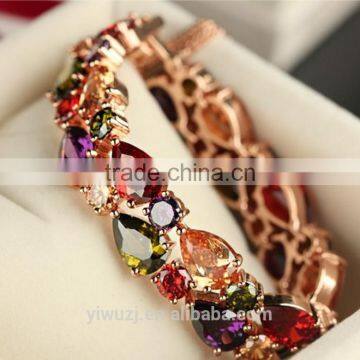 2017 Newest Fashion Bracelet Rose Gold Plated Multicolor Cubic Zirconia Bracelets&Bangles Women Jewelry