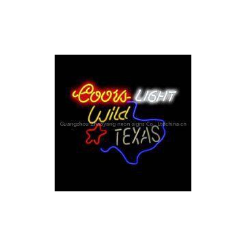 T38 COORS LIGHT WILD IN TEXAS deer handicrafted real glass tube neon signs for store display and advertising.