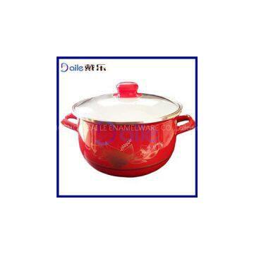 5PCS Same High Quality Enamel Iron With Glass Lid